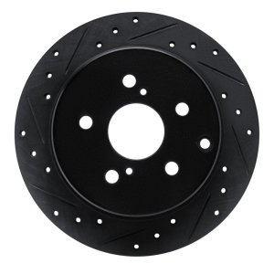 Toyota Prius V Brake Rotor (1) - Rear Left - R1 Concepts - Drilled & Slotted - Black - `12-`20